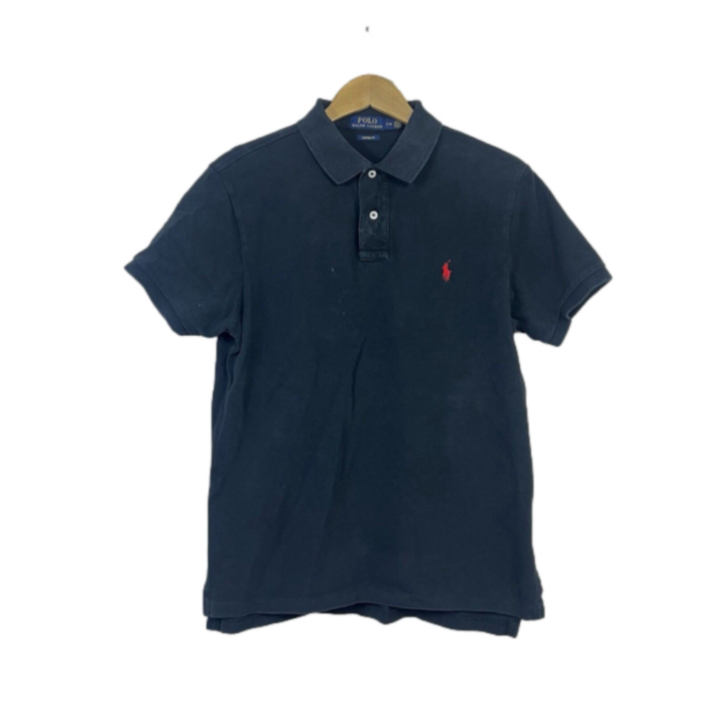Polo Shirt Mens L Black Red Pony Ralph Lauren Short Sleeves Golf Custom Fit